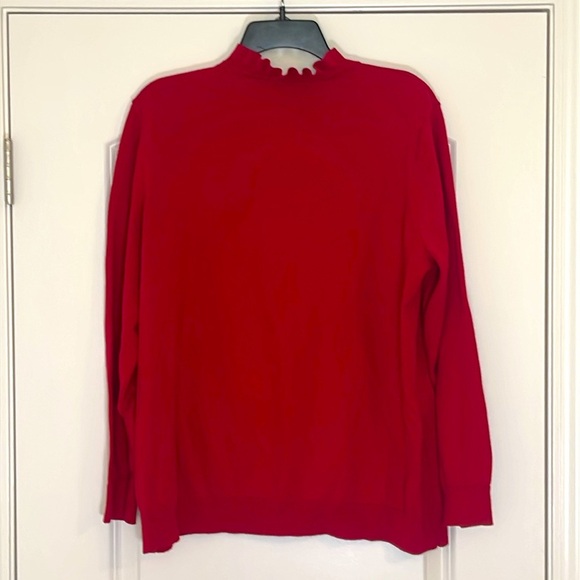 Chaps Red Ruffle Front Button Up Pullover Knit Sweater Size 2X - Picture 2 of 5
